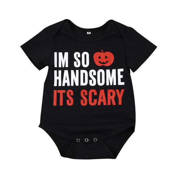 Baby Boys Girls rompers Halloween Pumpkin clothes Short Sleeve Black Romper Jumpsuit Clothing drop shipping